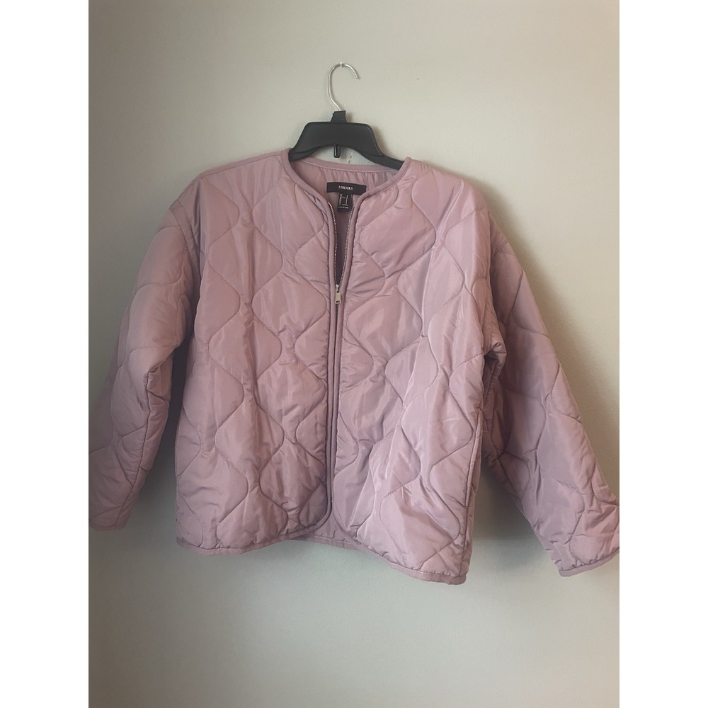 FOREVER 21 Mauve Quilted Zip Jacket Lightweight Puffer Style Small